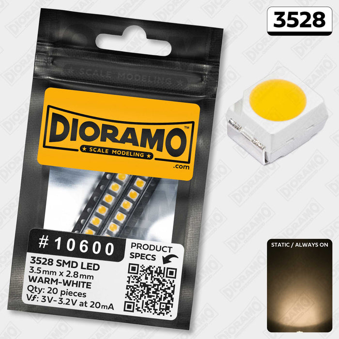 3528 Warm-White SMD LED Components. 20 pcs.