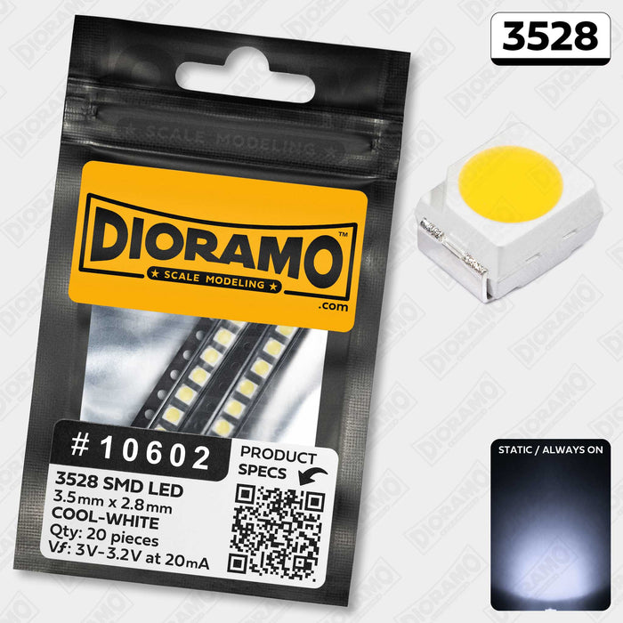 3528 Cool-White SMD LED Components. 20 pcs.
