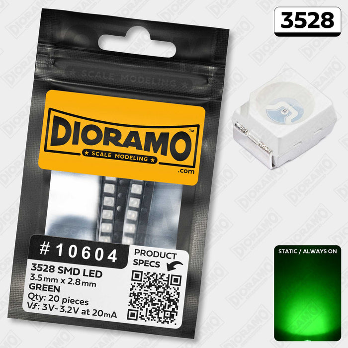 3528 Green SMD LED Components. 20 pcs.