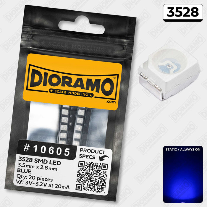 3528 Blue SMD LED Components. 20 pcs.
