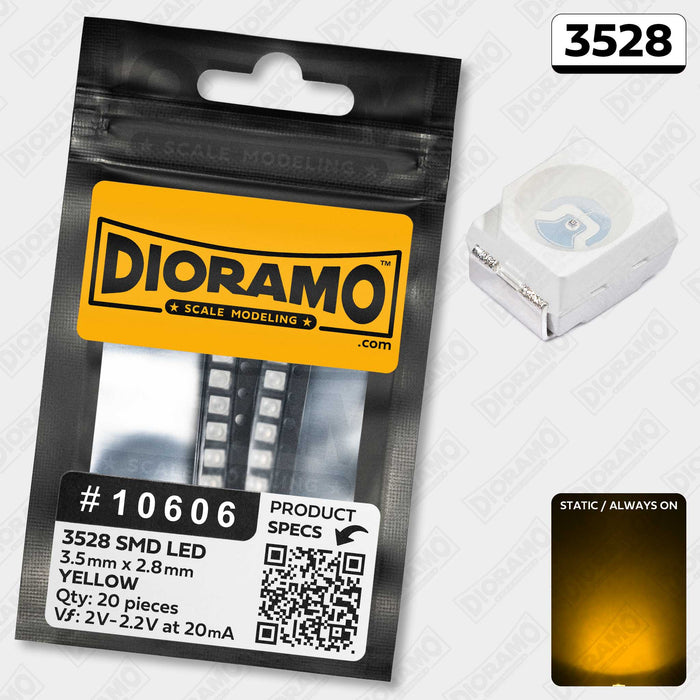 3528 Yellow SMD LED Components. 20 pcs.