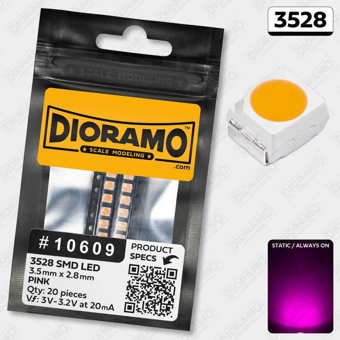 3528 Pink SMD LED Components. 20 pcs.