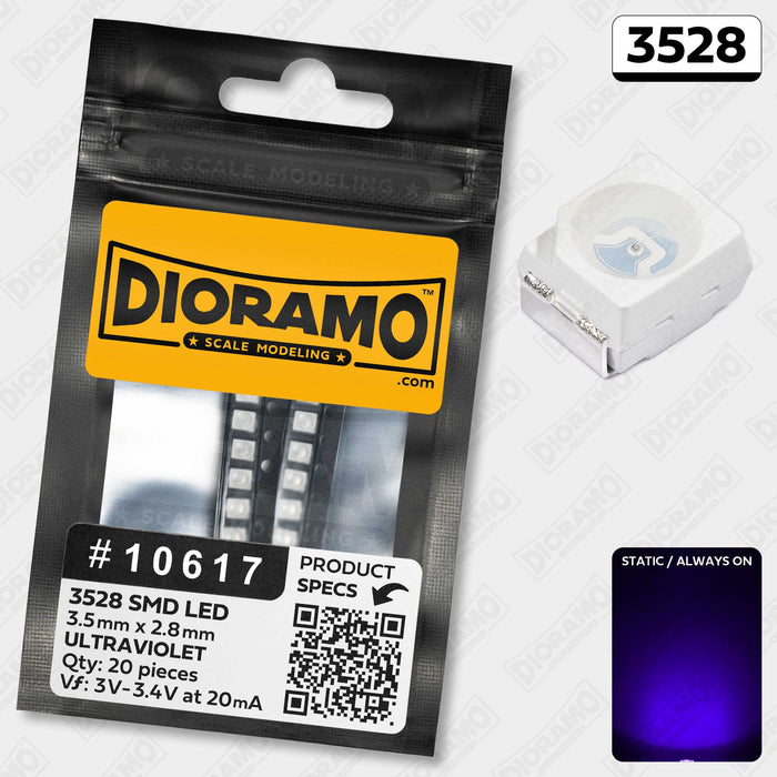 3528 Ultraviolet SMD LED Components. 20 pcs.