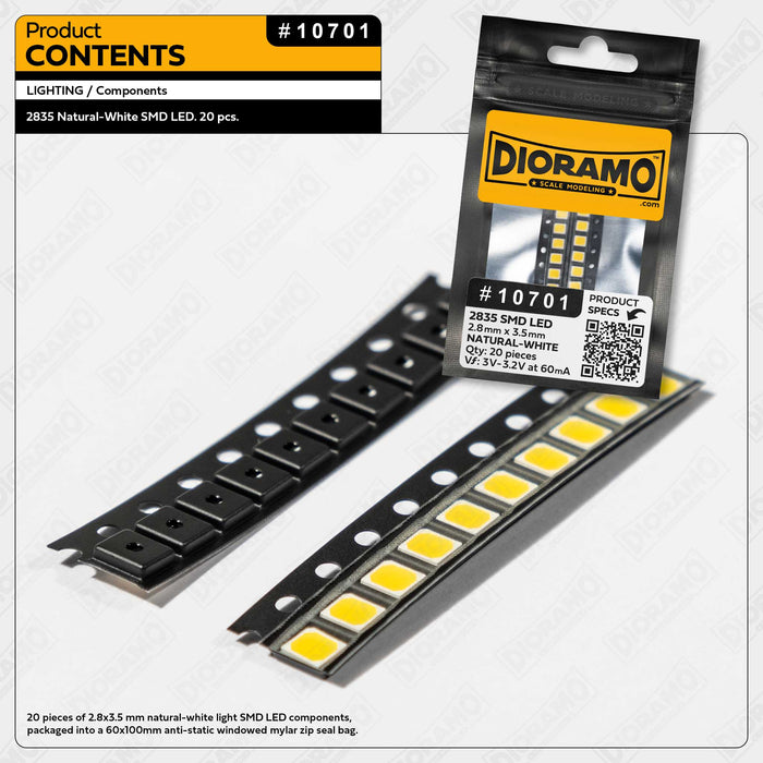 2835 Natural-White SMD LED Components. 20 pcs.