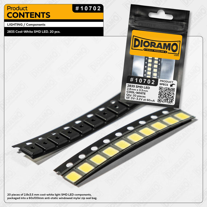 2835 Cool-White SMD LED Components. 20 pcs.
