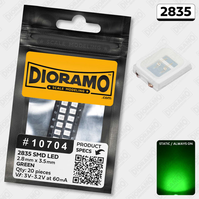 2835 Green SMD LED Components. 20 pcs.