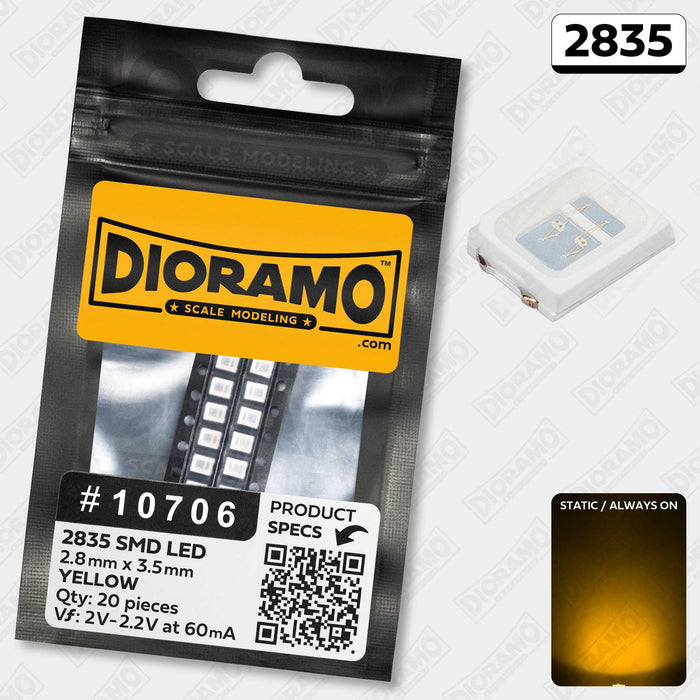 2835 Yellow SMD LED Components. 20 pcs.