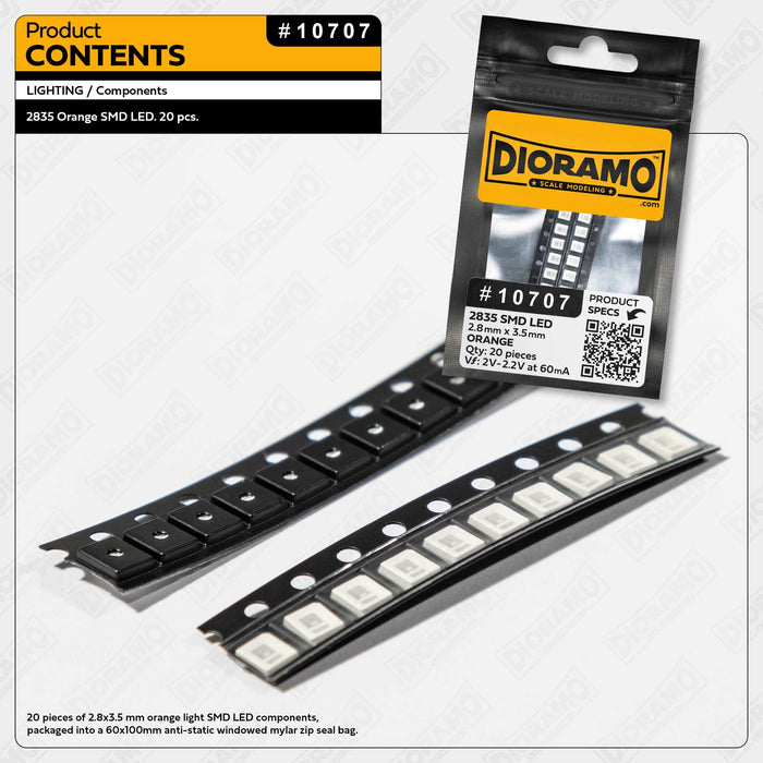 2835 Orange SMD LED Components. 20 pcs.