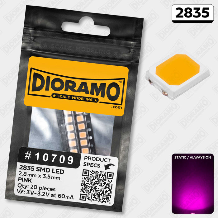 2835 Pink SMD LED Components. 20 pcs.