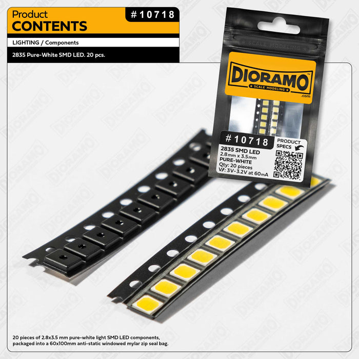 2835 Pure-White SMD LED Components. 20 pcs.