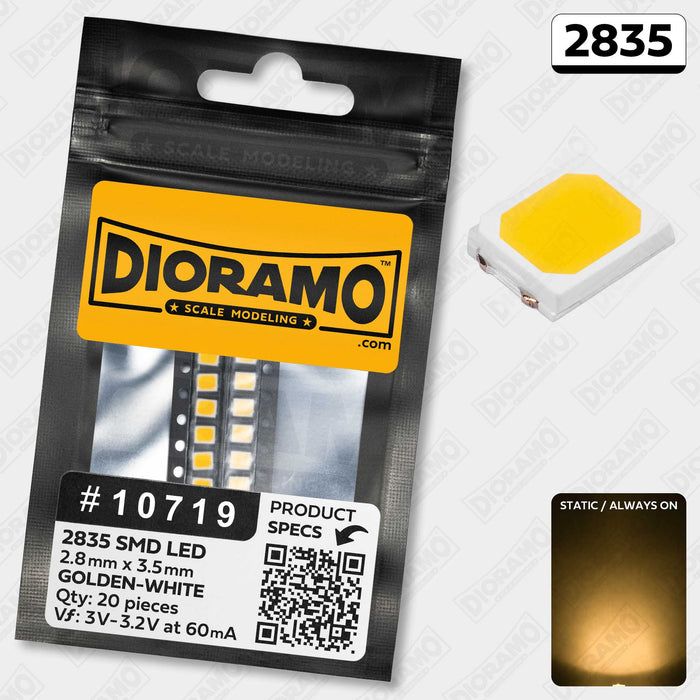 2835 Golden-White SMD LED Components. 20 pcs.