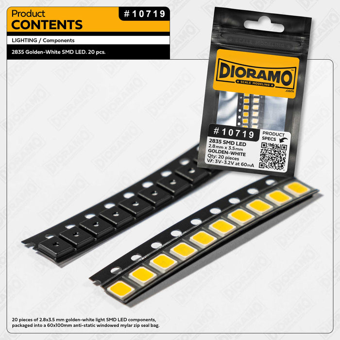 2835 Golden-White SMD LED Components. 20 pcs.
