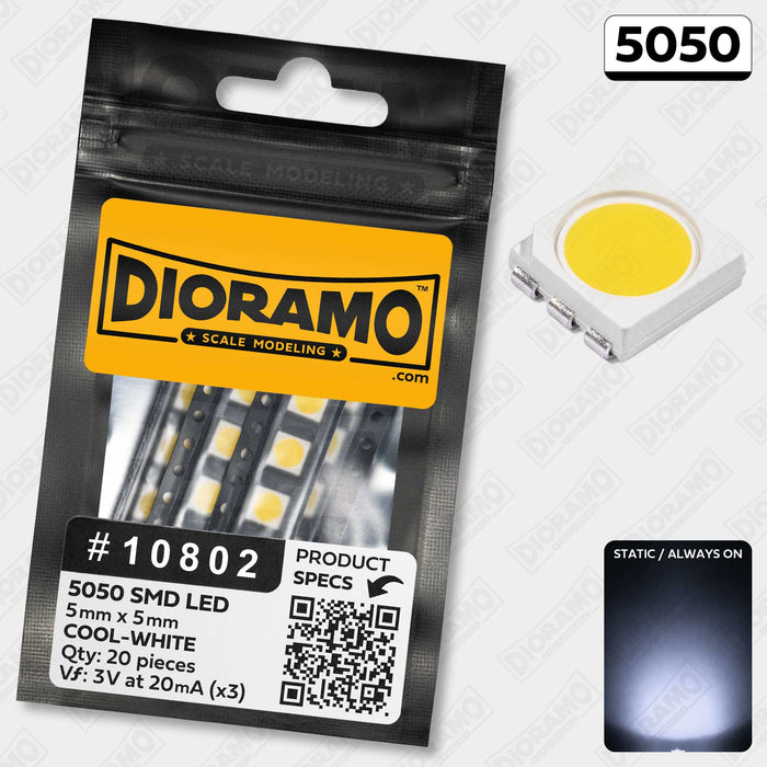 5050 Cool-White SMD LED Components. 20 pcs.