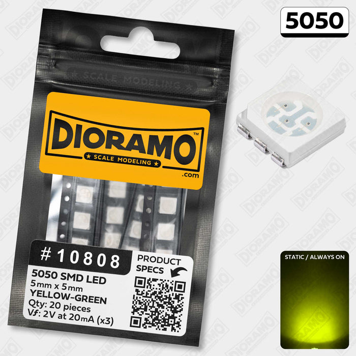 5050 Yellow-Green SMD LED Components. 20 pcs.