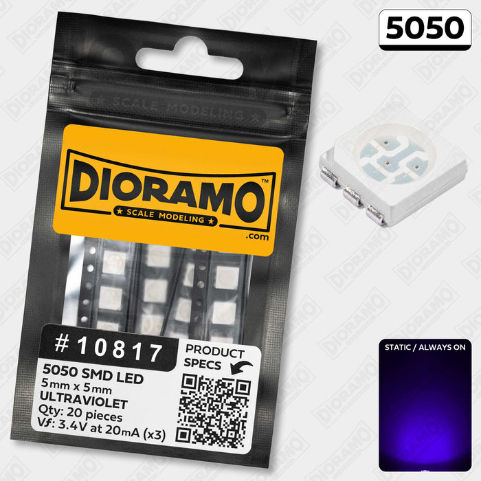 5050 Ultraviolet SMD LED Components. 20 pcs.