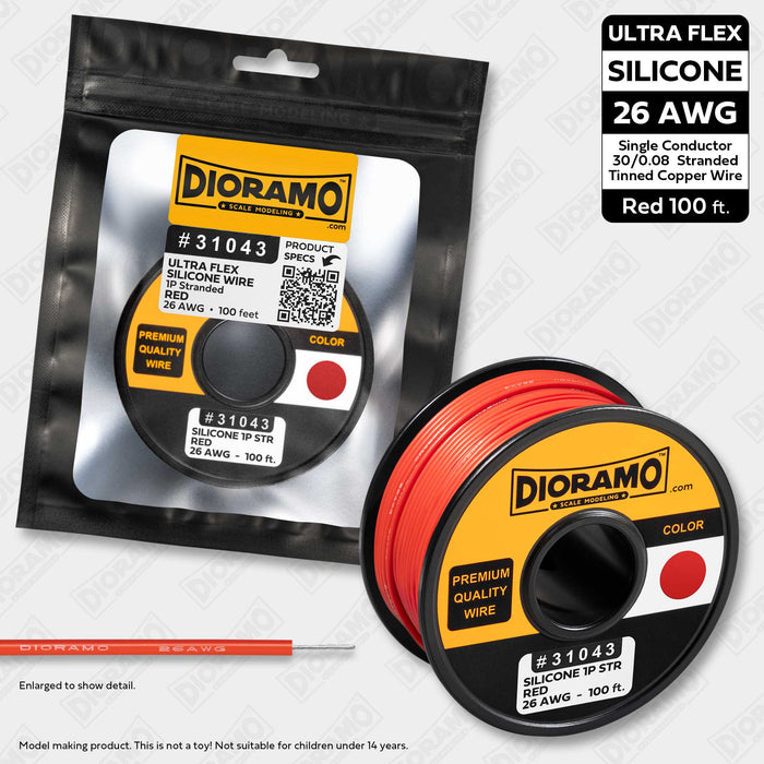 26 AWG Red Silicone Ultra-Flex Stranded 1P Electrical Wire 100 ft.
