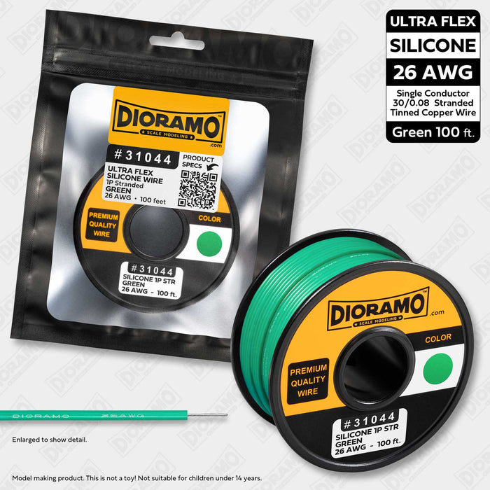 26 AWG Green Silicone Ultra-Flex Stranded 1P Electrical Wire 100 ft.