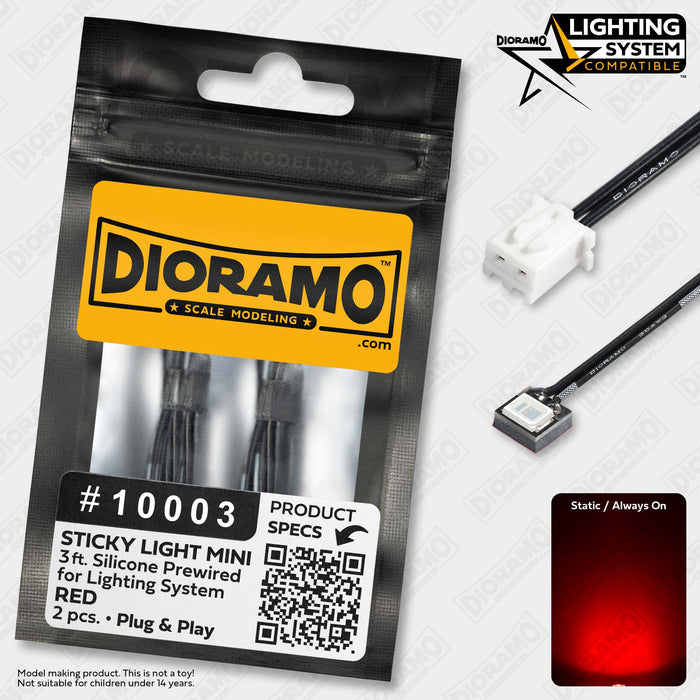 Sticky Light Mini Red. Prewired for Lighting System. 2 pcs.