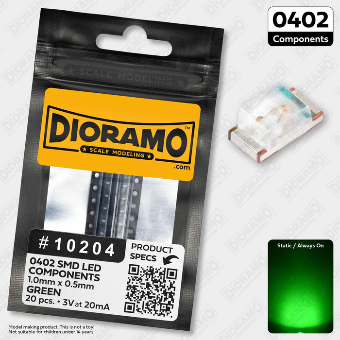 0402 Green SMD LED Components. 20 pcs.