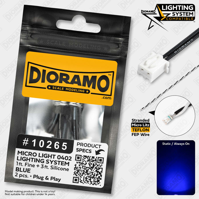 Micro Light Blue. 0402 LED Prewired for Lighting System. 2 pcs.