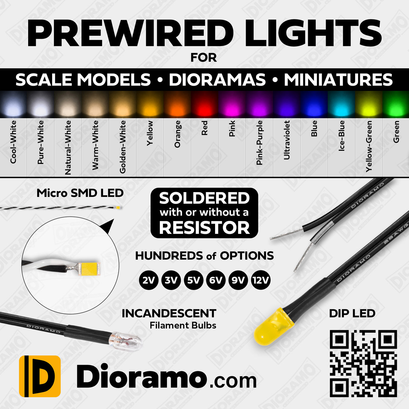 Dioramo Prewired LED Lights Scale Models Lights Diorama LEDs Incandescent Filament Miniatures Hobbies Diecast Dollhouse Legos Bricks Projects DIY RC Hobby Train Railroad Pre Wired Soldered