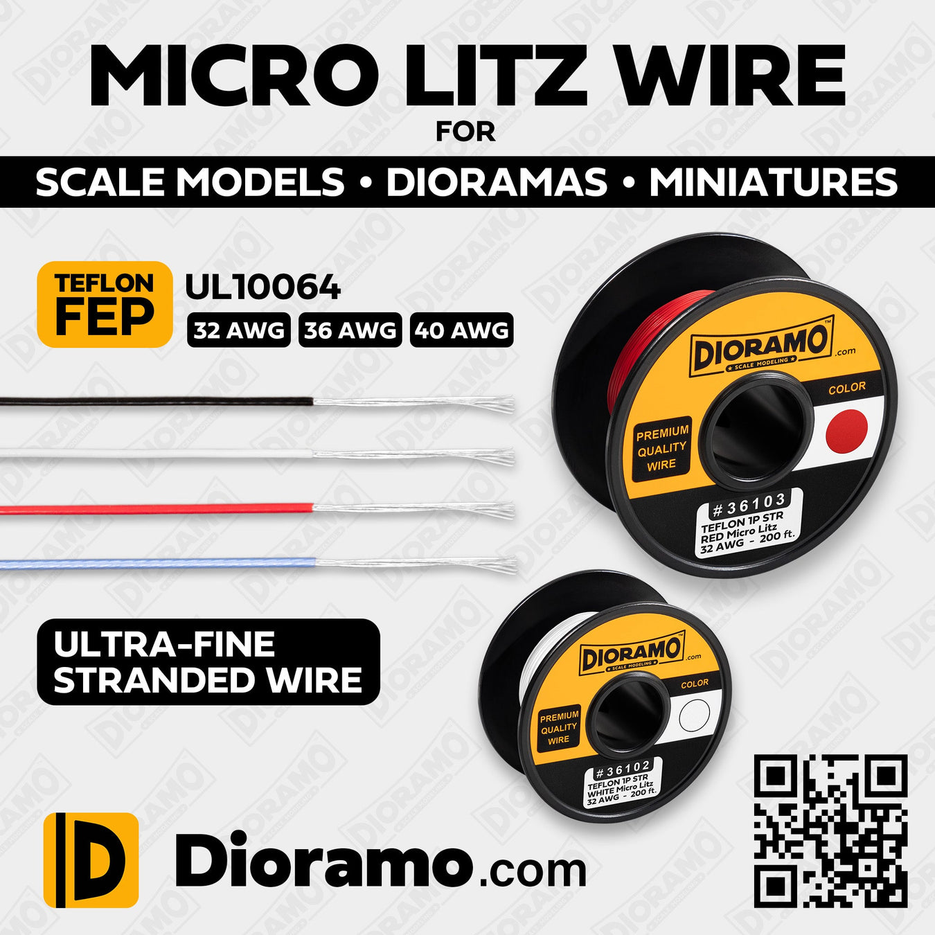 Dioramo Scale Modeling 40 36 32 AWG Gauge Teflon FEP Ultra Fine Micro Litz Microlitz Miniature Ultrafine Stranded Tinned Copper Wire 1P Electrical Cable Spool Roll UL10064 PTFE PFA 40AWG 36AWG 32AWG