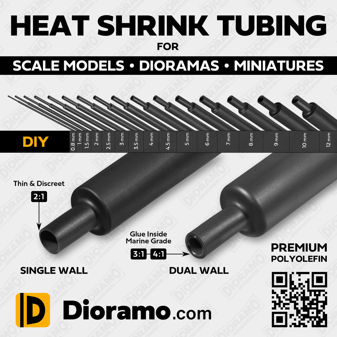 Dioramo Scale Modeling Heat Shrink Tubing DIY Polyolefin Tube Shrinking Wiring Electrical Insulation Models Diorama Train Railroad Model RC Project Wire Lighting Soldering