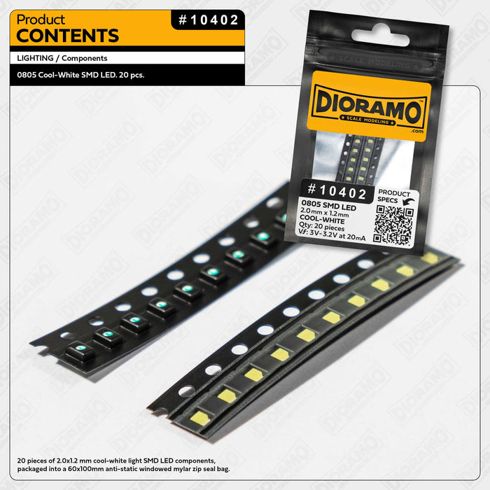 0805 Cool-White SMD LED. 20 pcs.