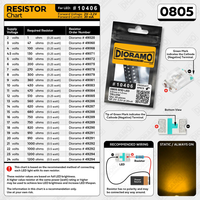 0805 Yellow SMD LED. 20 pcs.