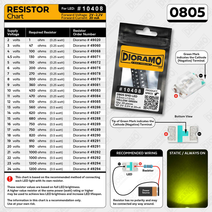 0805 Yellow-Green SMD LED. 20 pcs.