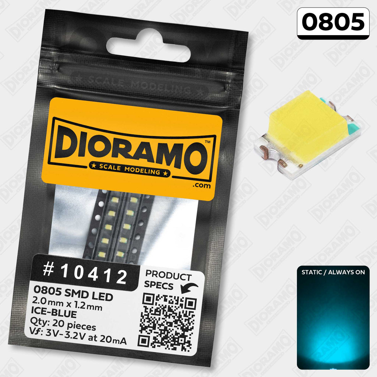 0805 Ice-Blue SMD LED Components. 20 pcs. — Dioramo Scale Modeling