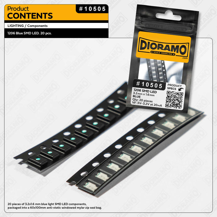 1206 Blue SMD LED. 20 pcs.