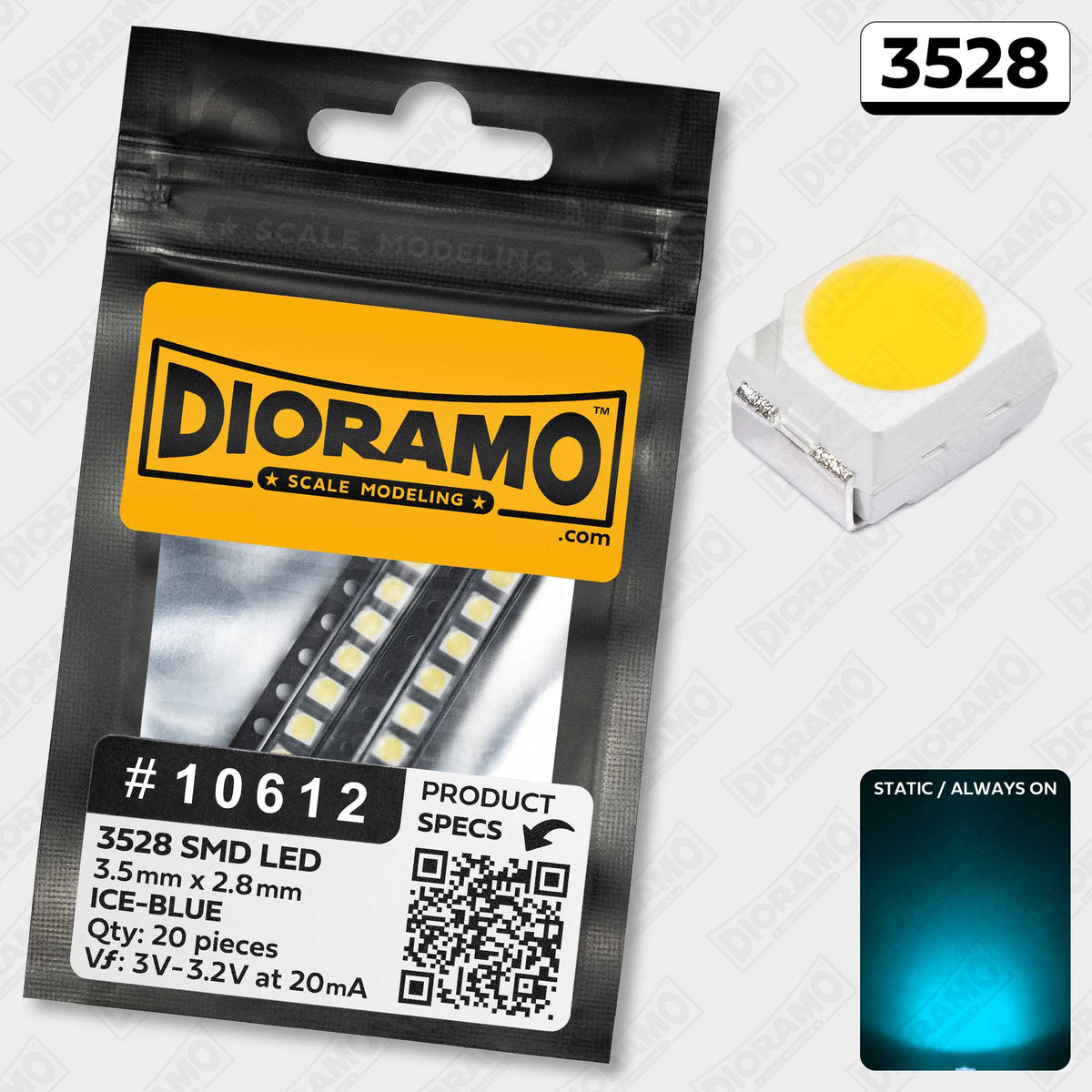 3528 Ice-Blue SMD LED Components. 20 pcs. — Dioramo Scale Modeling
