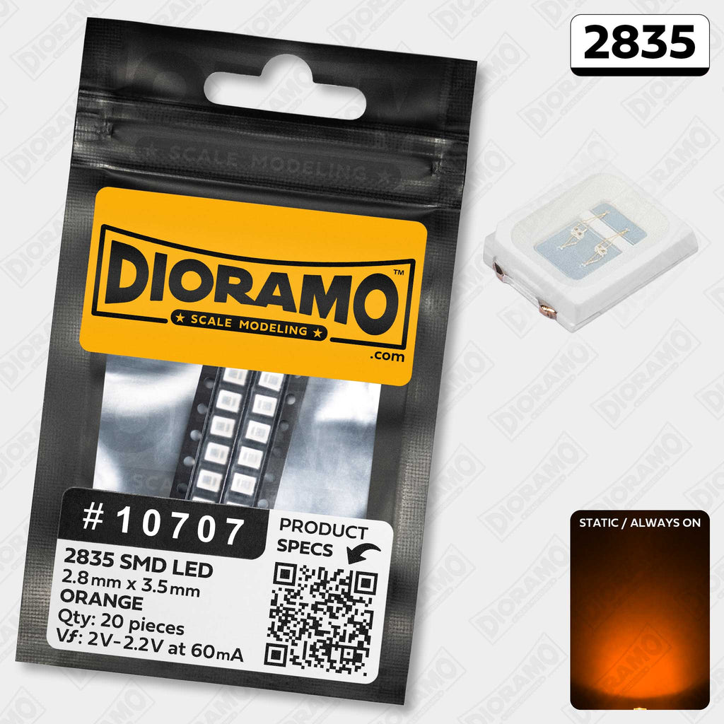 2835 Orange SMD LED Components. 20 pcs. — Dioramo Scale Modeling