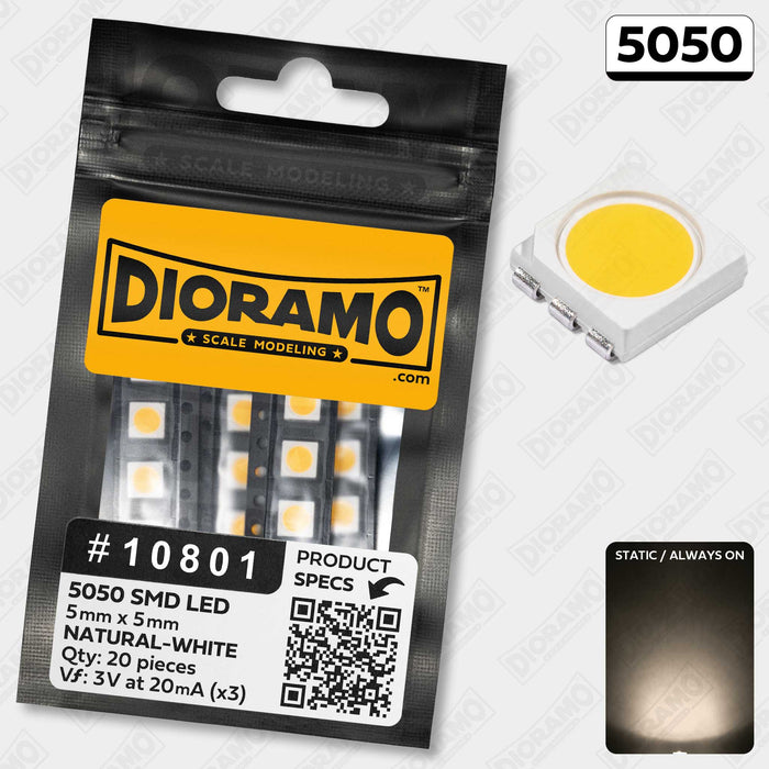 5050 Natural-White SMD LED Components. 20 pcs.