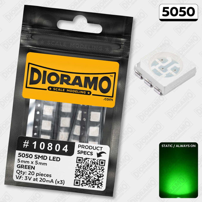 5050 Green SMD LED. 20 pcs.