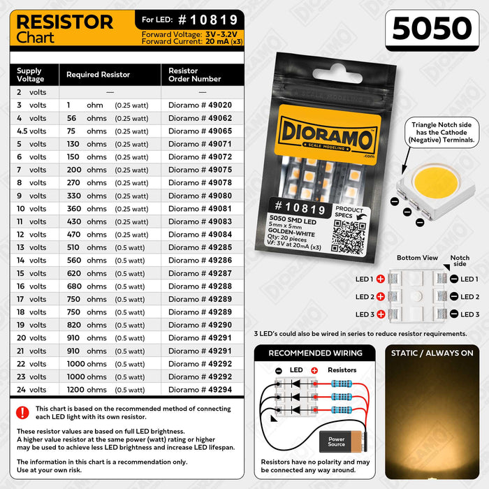 5050 Golden-White SMD LED. 20 pcs.