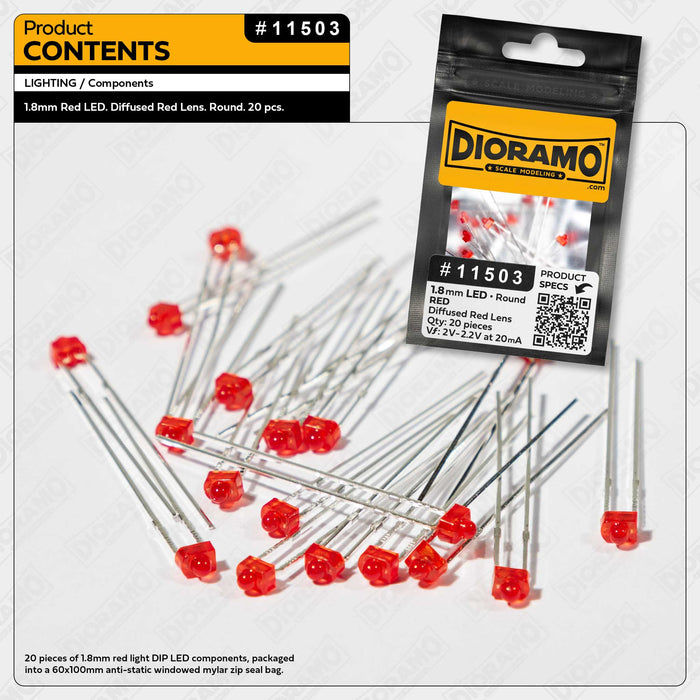 Light Diffusing Lens Red 1.8mm Red LED Components. Diffused Red Lens. Round. 20 pcs. — Dioramo ...