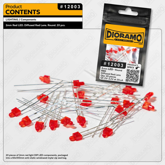 2mm Red LED Components. Diffused Red Lens. Round. 20 pcs. — Dioramo ...