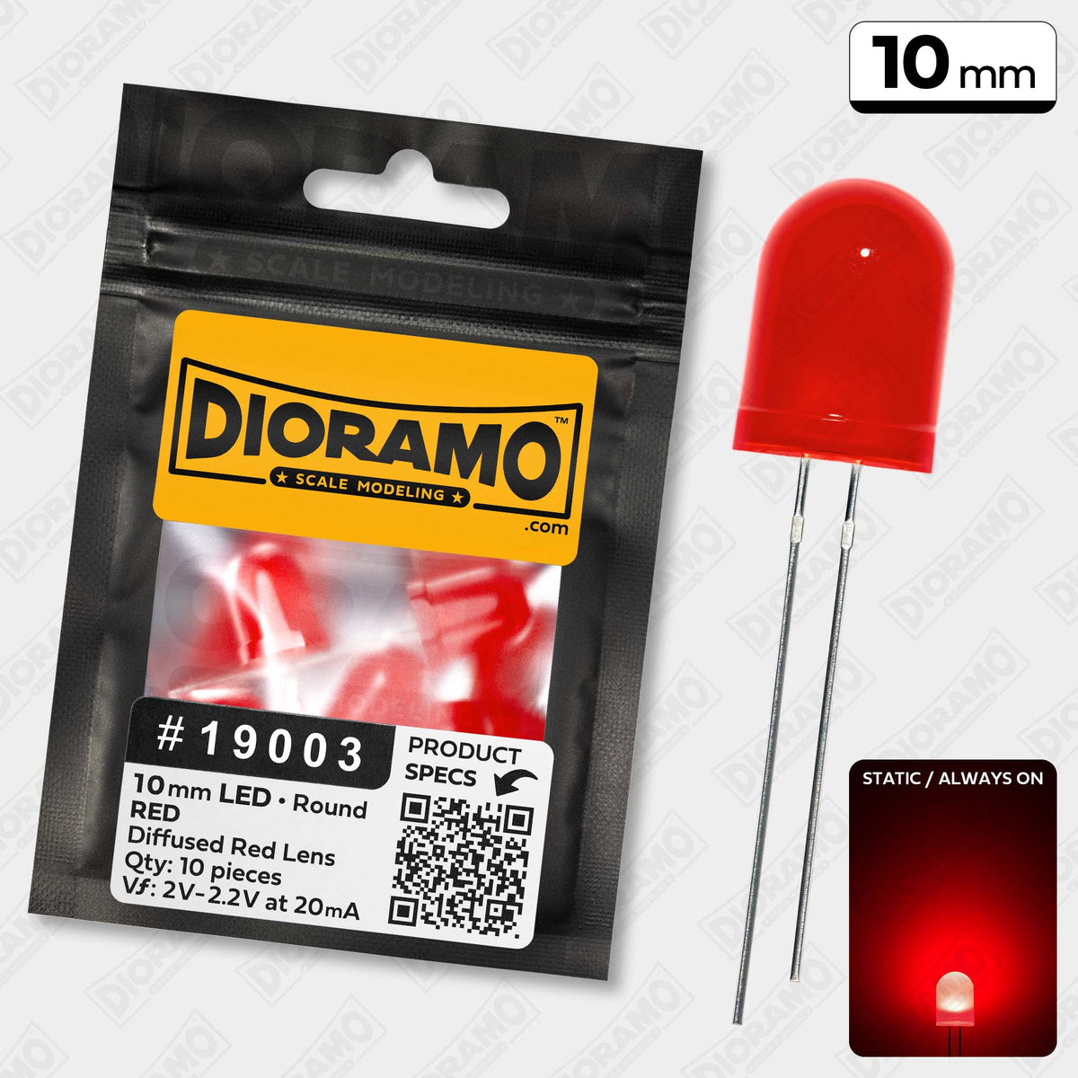 Light Diffusing Lens Red 10mm Red LED. Diffused Red Lens. Round. 10 pcs. — Dioramo Scale Modeling