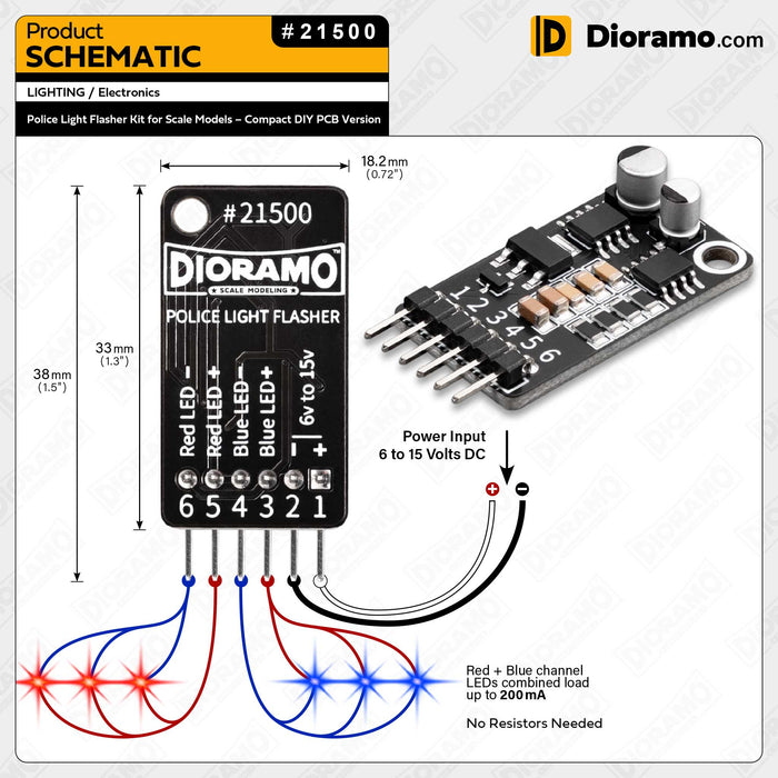 Police Light Flasher Kit for Scale Models – Compact DIY PCB Version