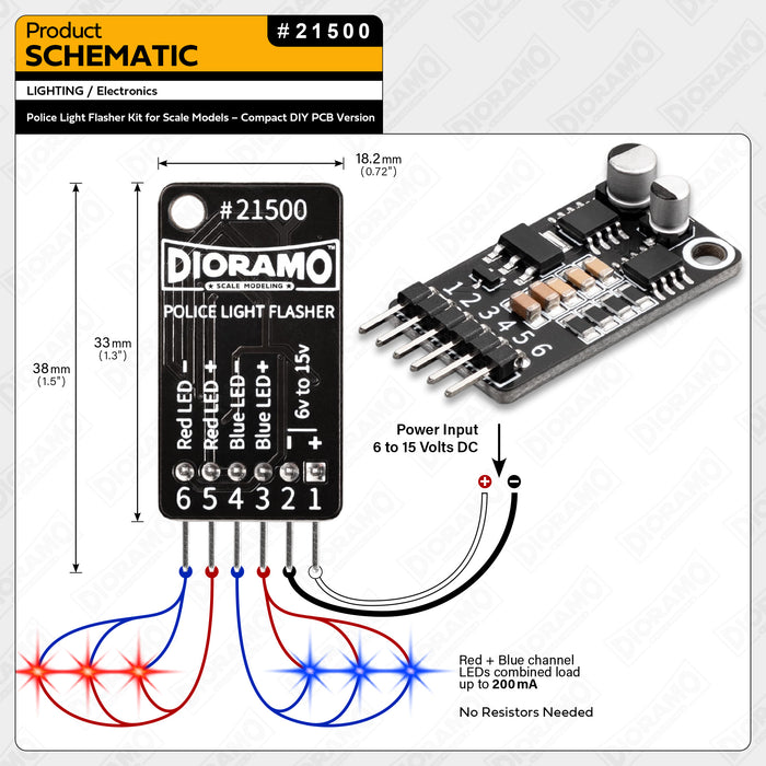 Police Light Flasher Kit for Scale Models – Compact DIY PCB Version