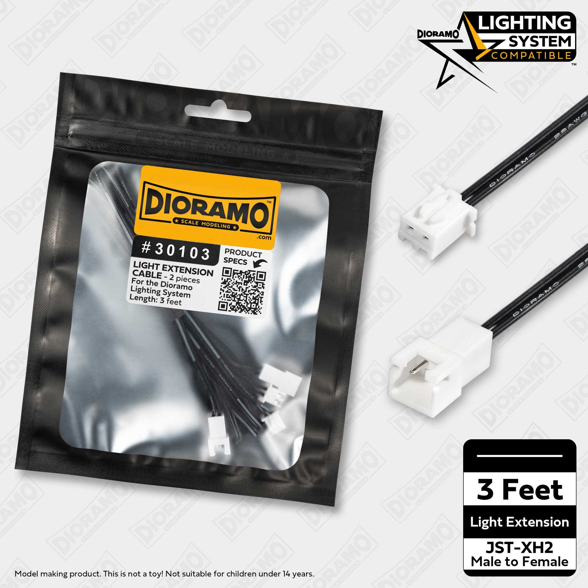 3ft Light Extension Cable for Dioramo Lighting System. 2 pcs. — Dioramo ...