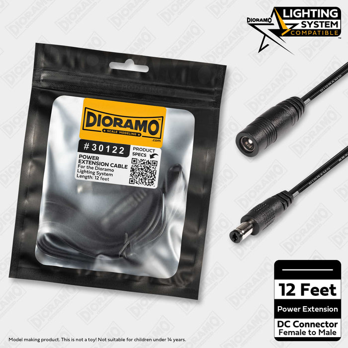 12ft Power Extension Cable for Dioramo Lighting System