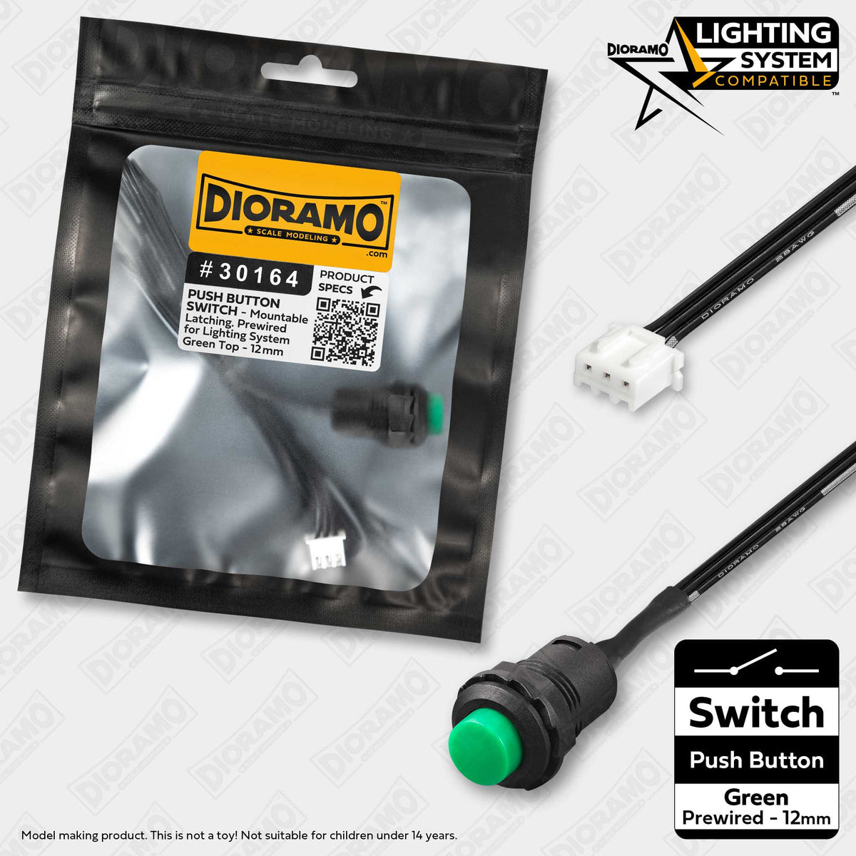 Switch ON-OFF Green Latching Push Button Prewired for Lighting System ...