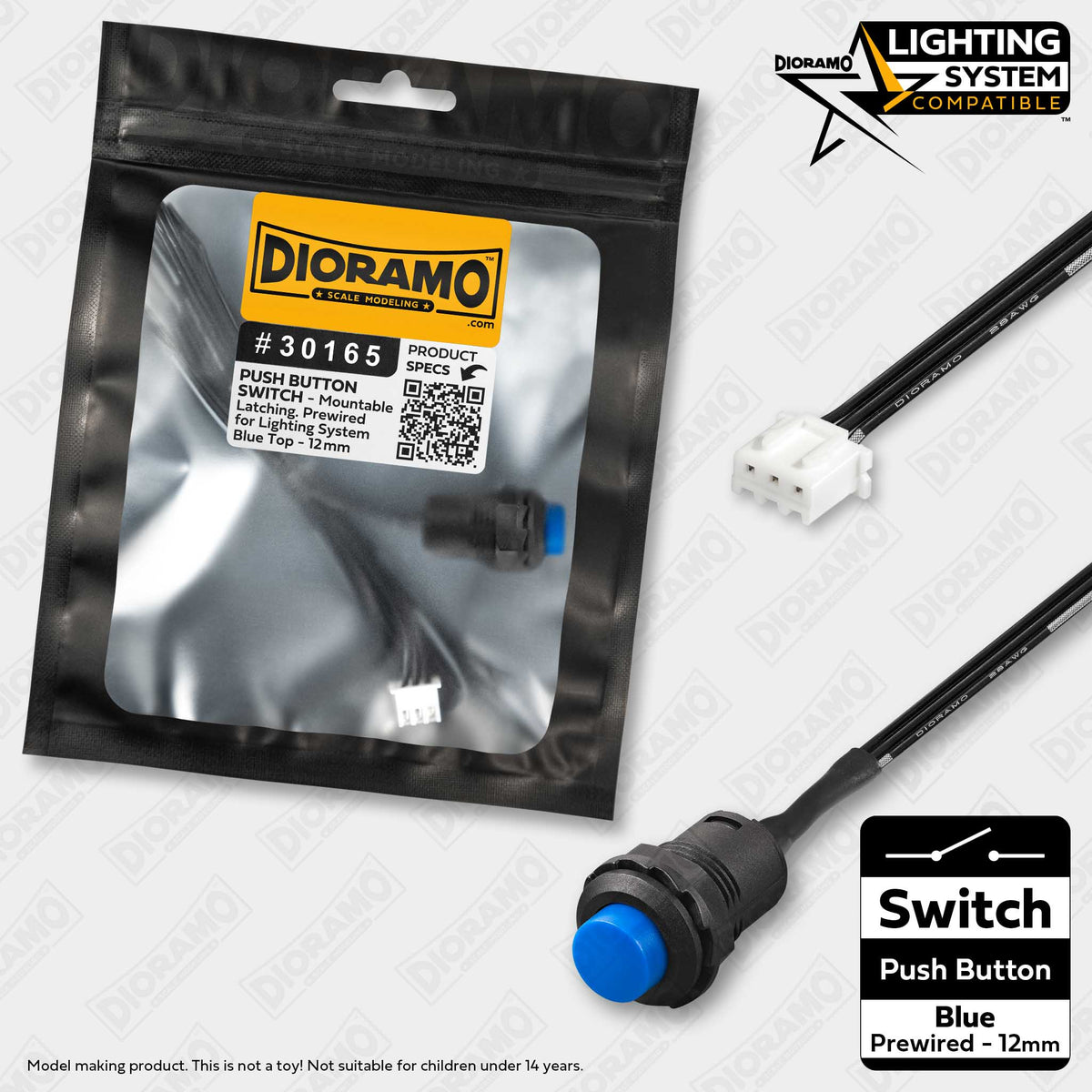 Switch ON-OFF Blue Latching Push Button Prewired for Lighting System ...