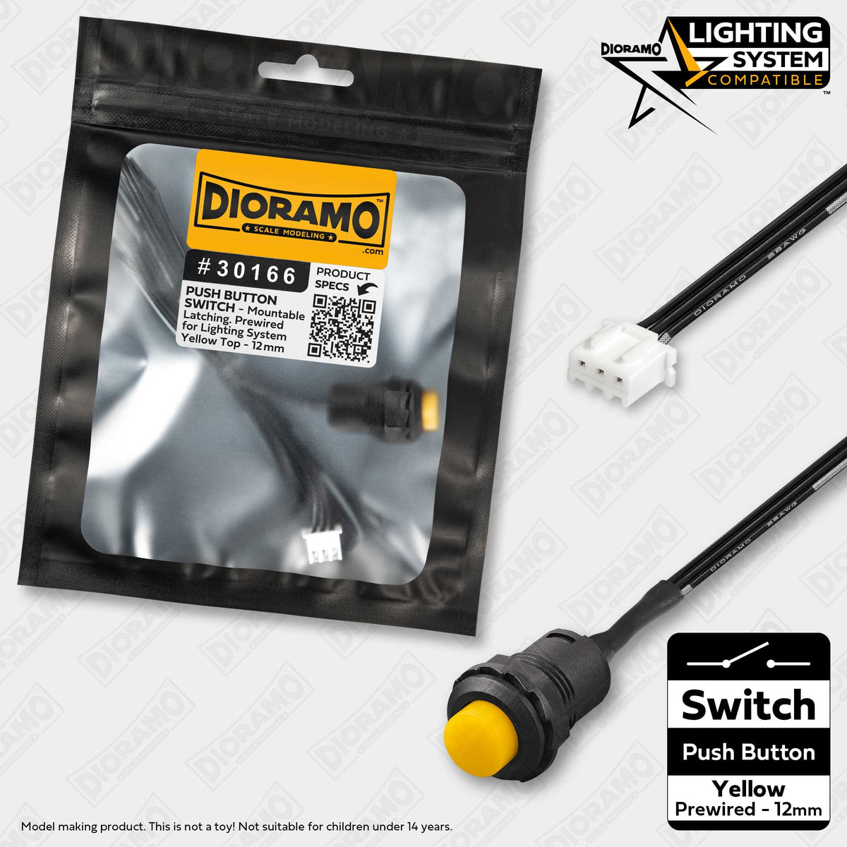 Switch ON-OFF Yellow Latching Push Button Prewired for Lighting System ...
