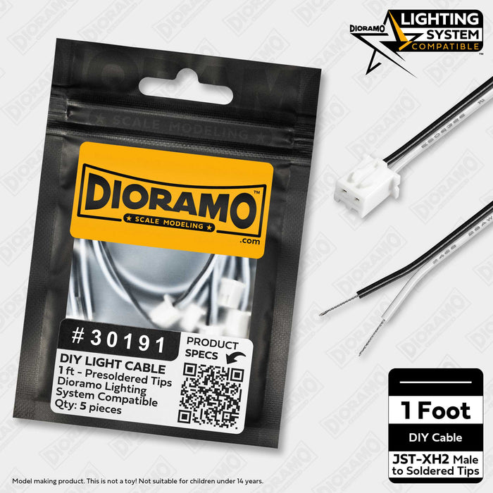 1ft DIY Light Cable for Dioramo Lighting System. 5 pcs.