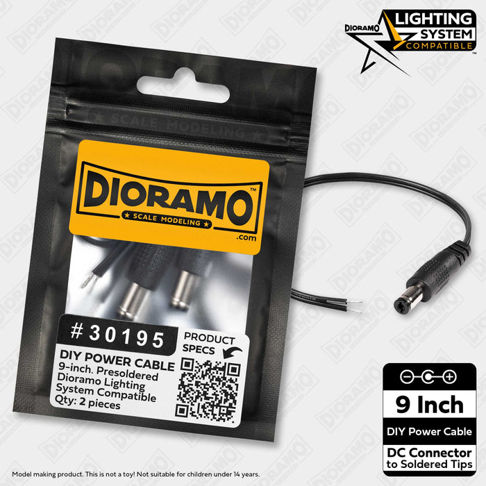 9-inch DIY Power Cable for Dioramo Lighting System. 2 pcs.