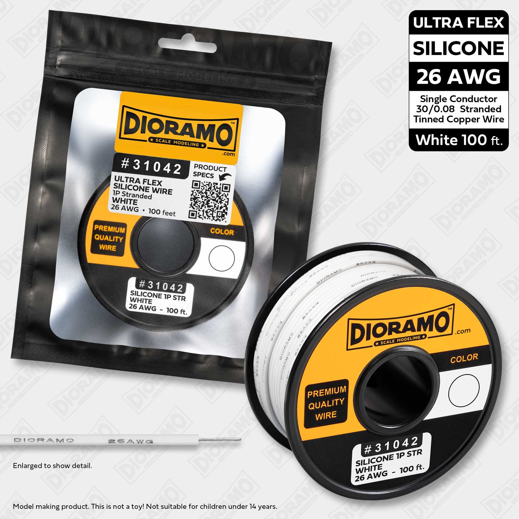26 AWG White Silicone Ultra-Flex Stranded 1P Electrical Wire 100 ft ...
